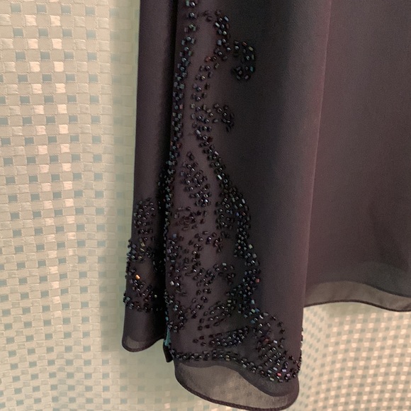 Windsmoor Navy Blue Cape, Turquoise Lining, Beaded,Size 14, 100% Polyester - Picture 3 of 10